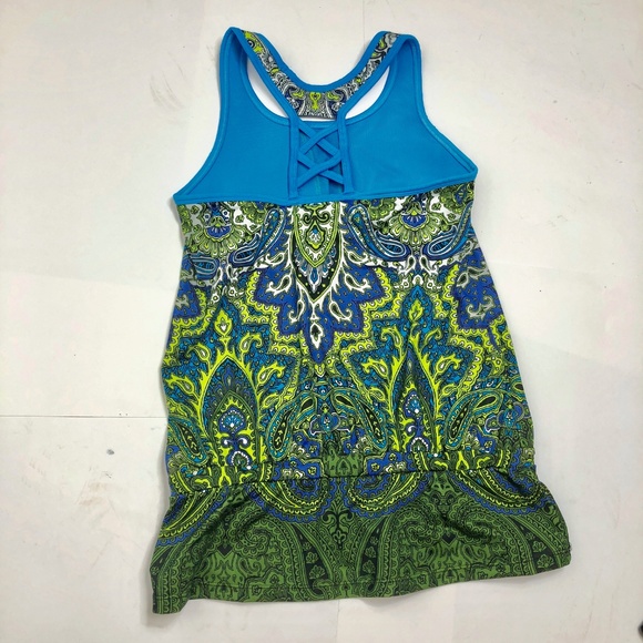 Athleta Tic Tac Toe Paisley Tank Top Green - Picture 5 of 8